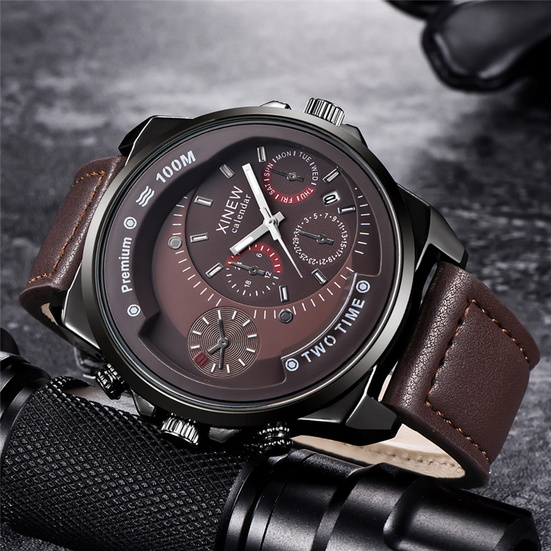 Leather Watch Band Men - الأصلي XINEW العلامة التجارية الرجال الساعات