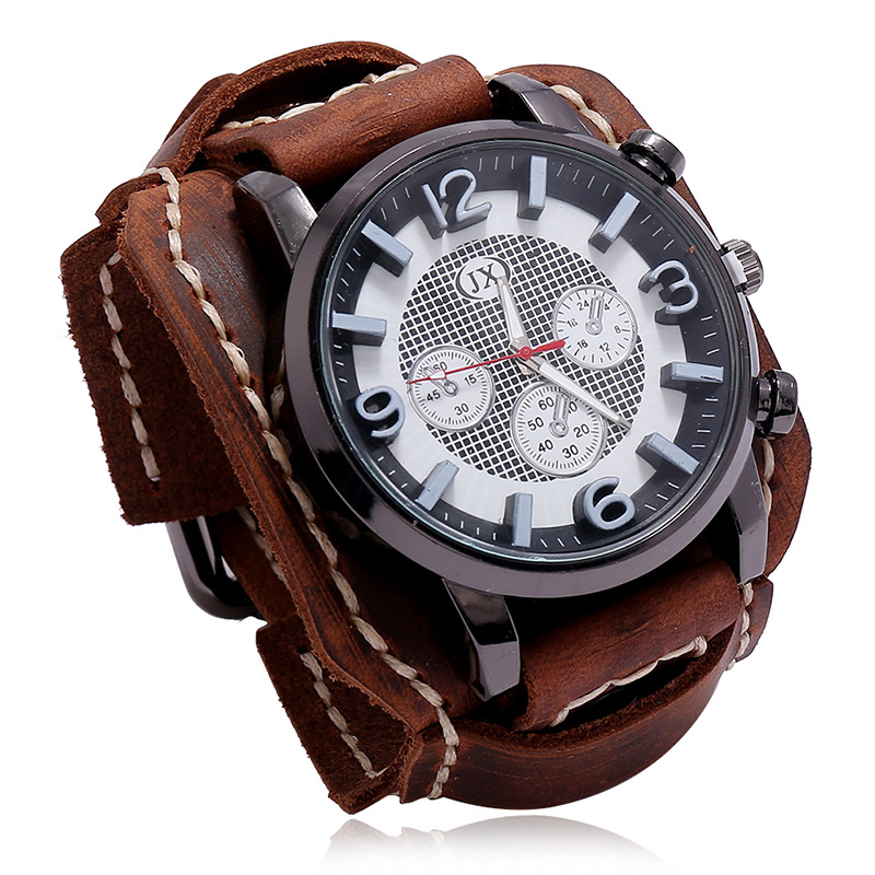 Leather Watch Band Men - جديد ريترو ساعات رجالي جلد طبيعي