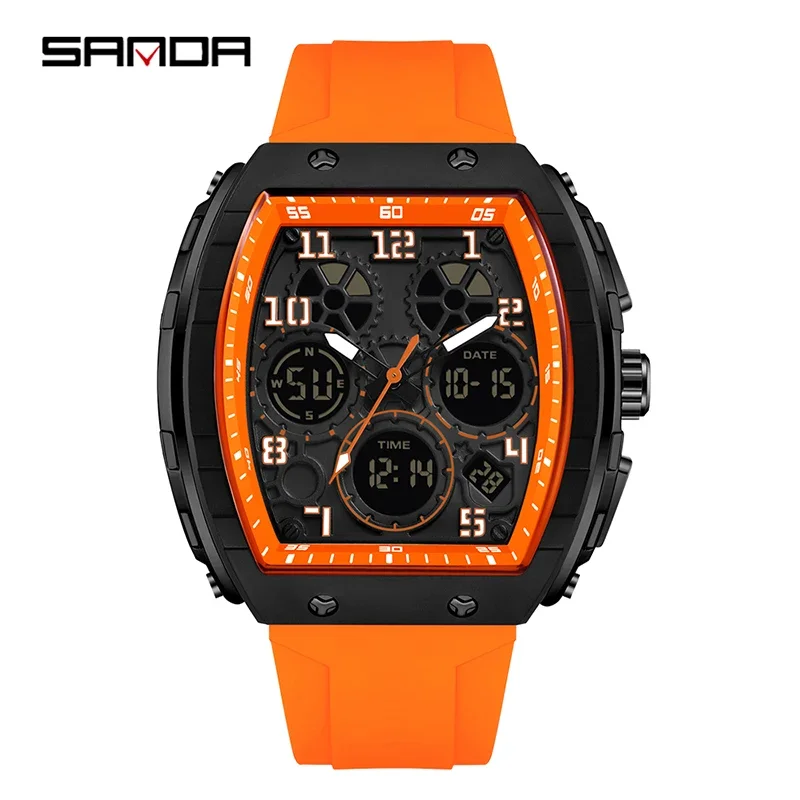 Rubber Strap Diver - ساعة إلكترونية رجالية SANDA 6157 جديدة