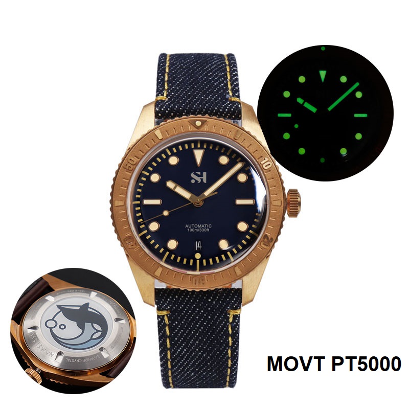 Canvas Strap Watch - ساعة ميكانيكية برونزية للرجال ، ساعة