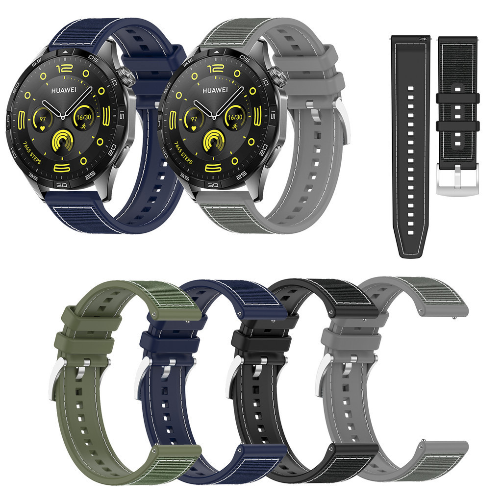 Silicone Watch Band 22Mm - حزام نايلون وسليكون منسوج لساعة هوواوي