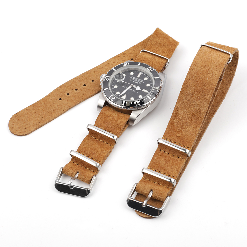 Nato Strap Nylon - لينة الرجعية الجلد المدبوغ حزام جلد