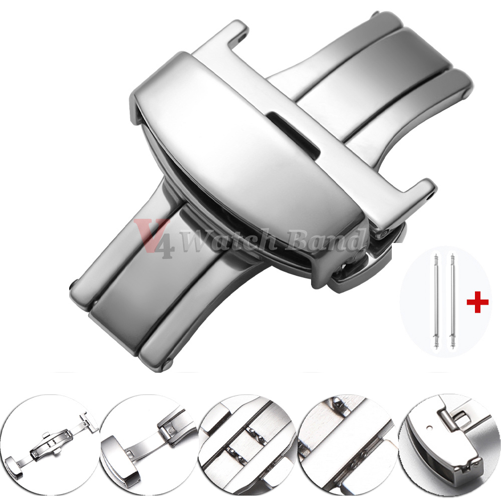 Butterfly Clasp Deployant - مشبك ساعة مزدوج الأزرار مصقول ومطفي