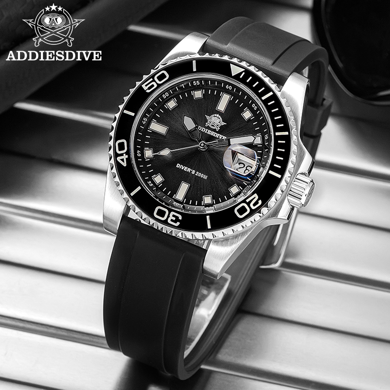 Rubber Strap Diver - ساعات الغوص الكوارتزية ADDIESDIVE 2115 مقاومة