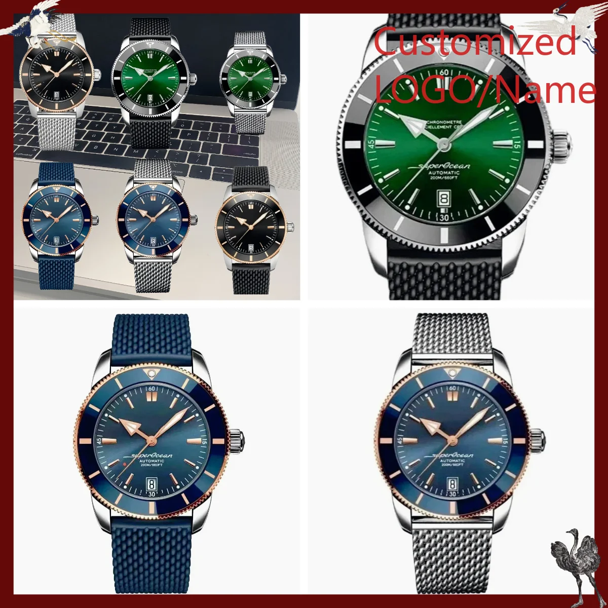 Stainless Bracelet Diver - ساعة A1212 مخصصة للرجال، 46 مم،