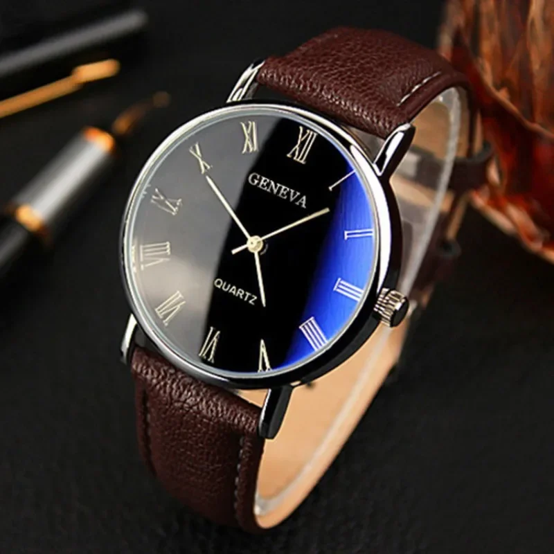 Leather Watch Band Men - العلامة التجارية الشهيرة الرجال ساعة كوارتز