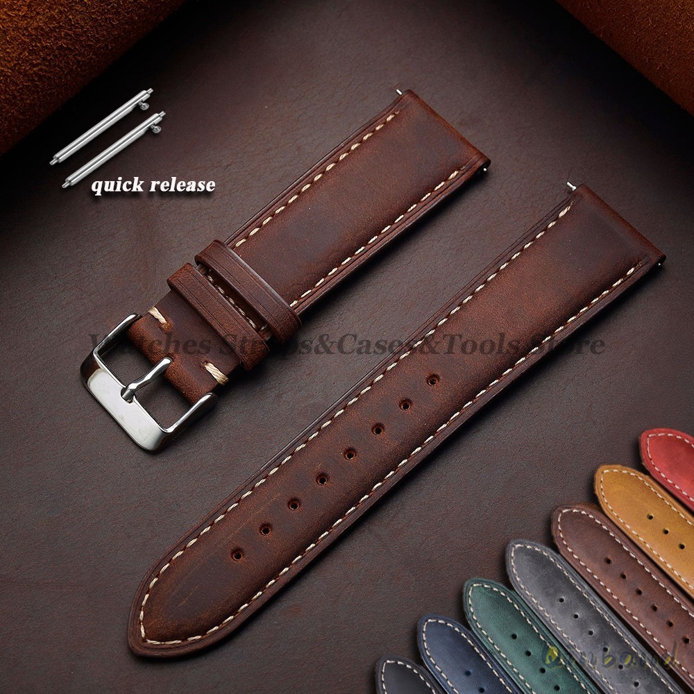 Leather Strap Quick Release - خمر جلد البقر حزام ساعة اليد