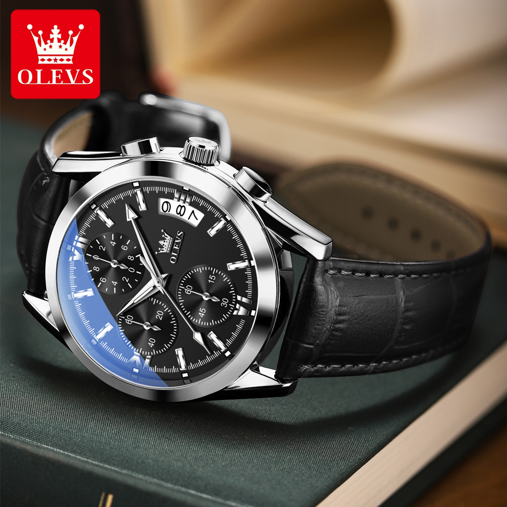 Leather Watch Band Men - OLEVS العلامة التجارية الفاخرة الرجال ساعة
