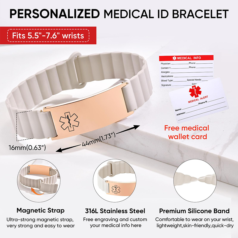 سوار طبي مخصص للرجال والنساء،  - مراجعة Silicone Band Women وسعره