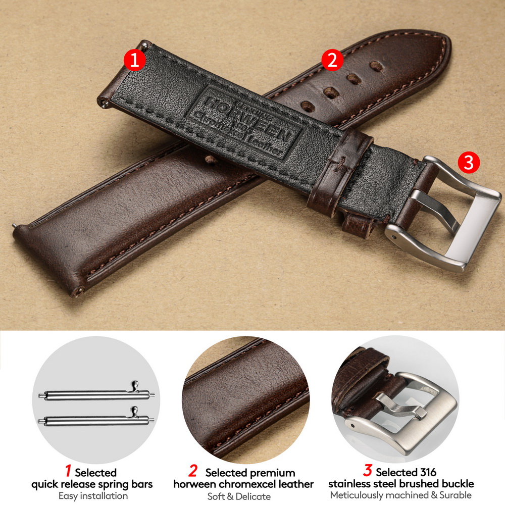 أحزمة ساعات هيمسوت من الجلد ال - مراجعة Leather Strap Quick Release وسعره