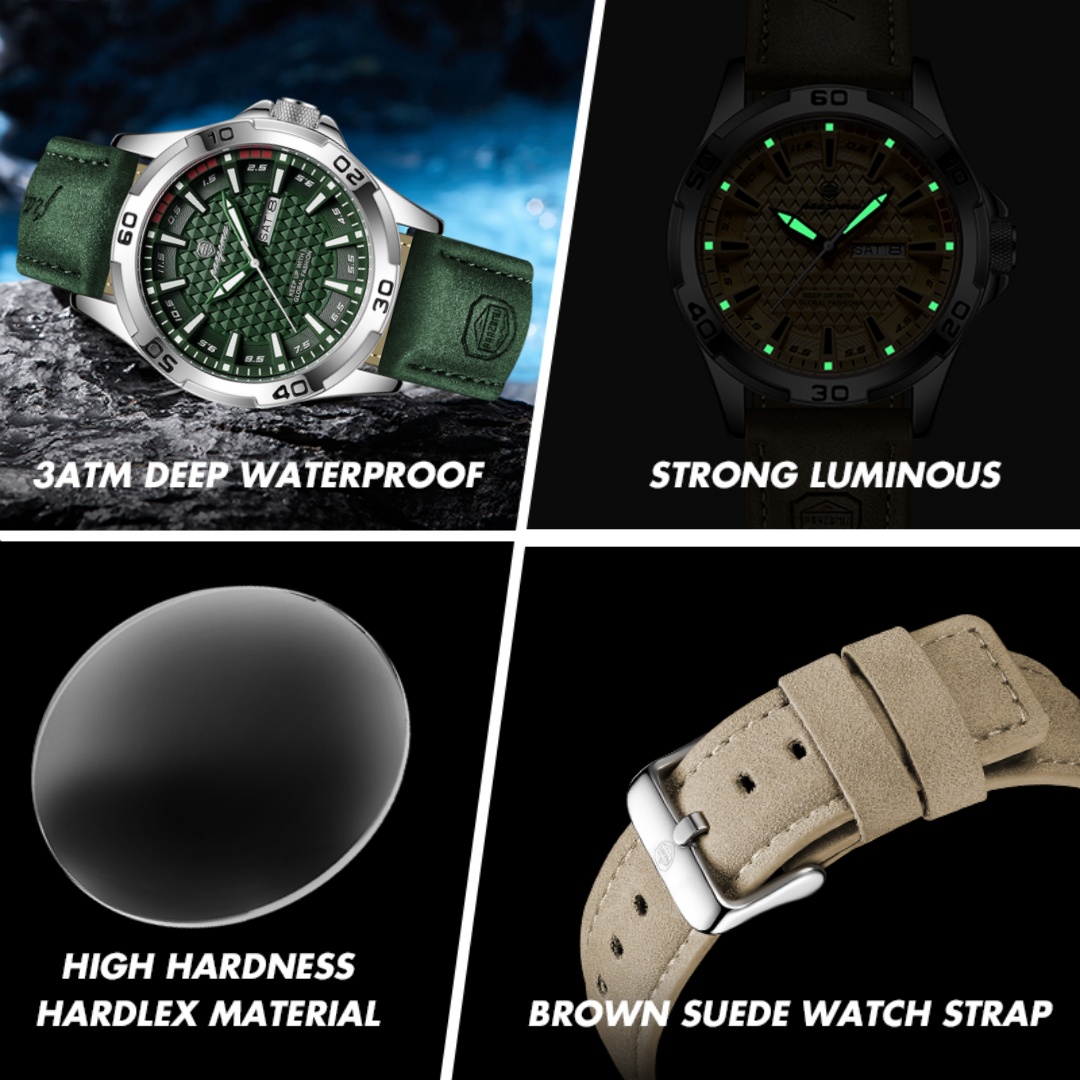 ساعات رجالية فاخرة من ماركة PA - مراجعة Leather Watch Band Men وسعره