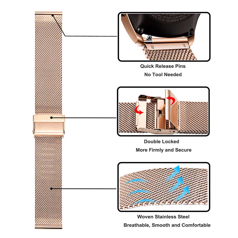 حزام معدني لساعة سامسونج جالاك - مراجعة Mesh Strap Metal وسعره