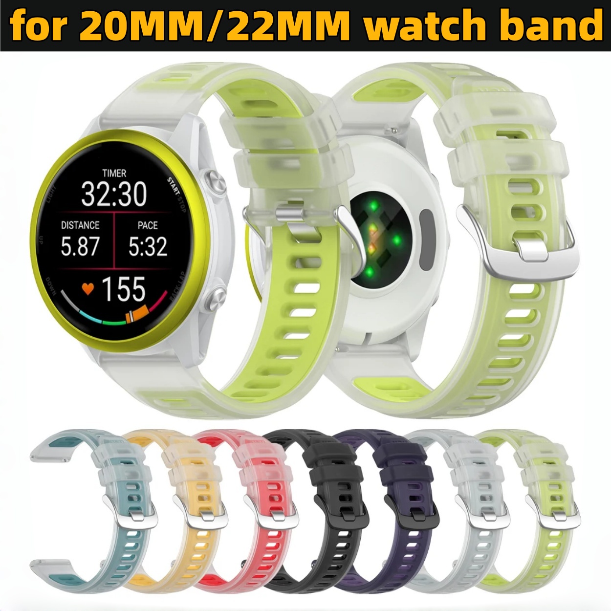 حزام سيليكون شفاف ثنائي اللون  - مراجعة Silicone Watch Band 22Mm وسعره