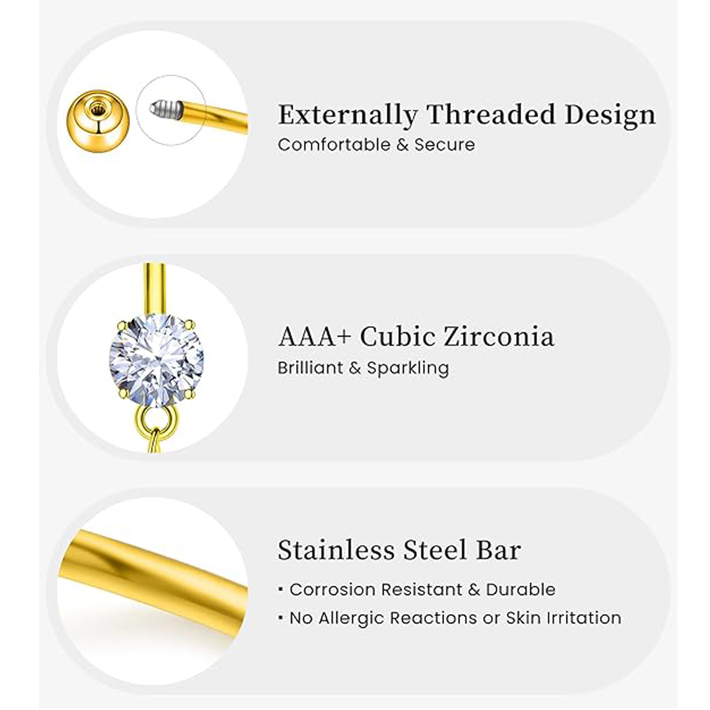 6 قطع/مجموعة حلقات سرة البطن ا - مراجعة Curved Spring Bar وسعره