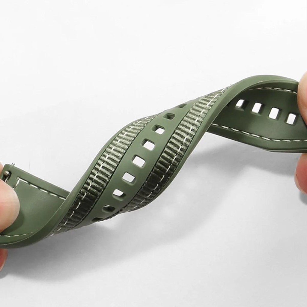 حزام نايلون وسليكون منسوج لساع - مراجعة Silicone Watch Band 22Mm وسعره