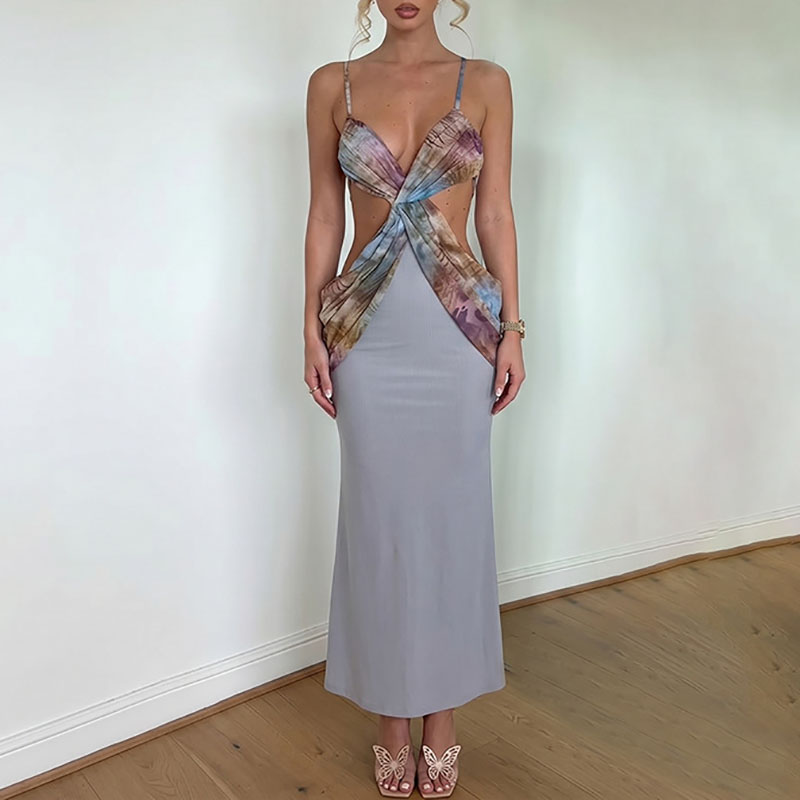 فستان سهرة أنيق بفتحة رقبة على - مراجعة Mesh Strap Metal وسعره