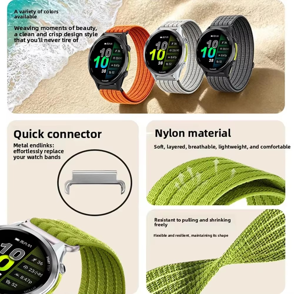 حزام نايلون 20 مم 22 مم لساعات - مراجعة Sport Loop Velcro وسعره