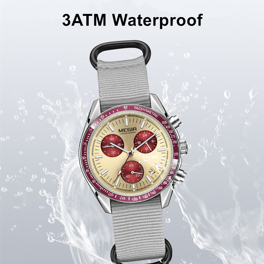 MEGIR كرونوغراف قماش حزام الرج - مراجعة Canvas Strap Watch وسعره