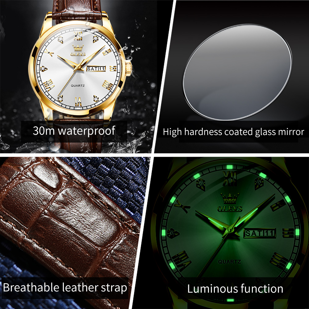ساعة يد رجالية كوارتز من OLEVS - مراجعة Leather Watch Band Men وسعره