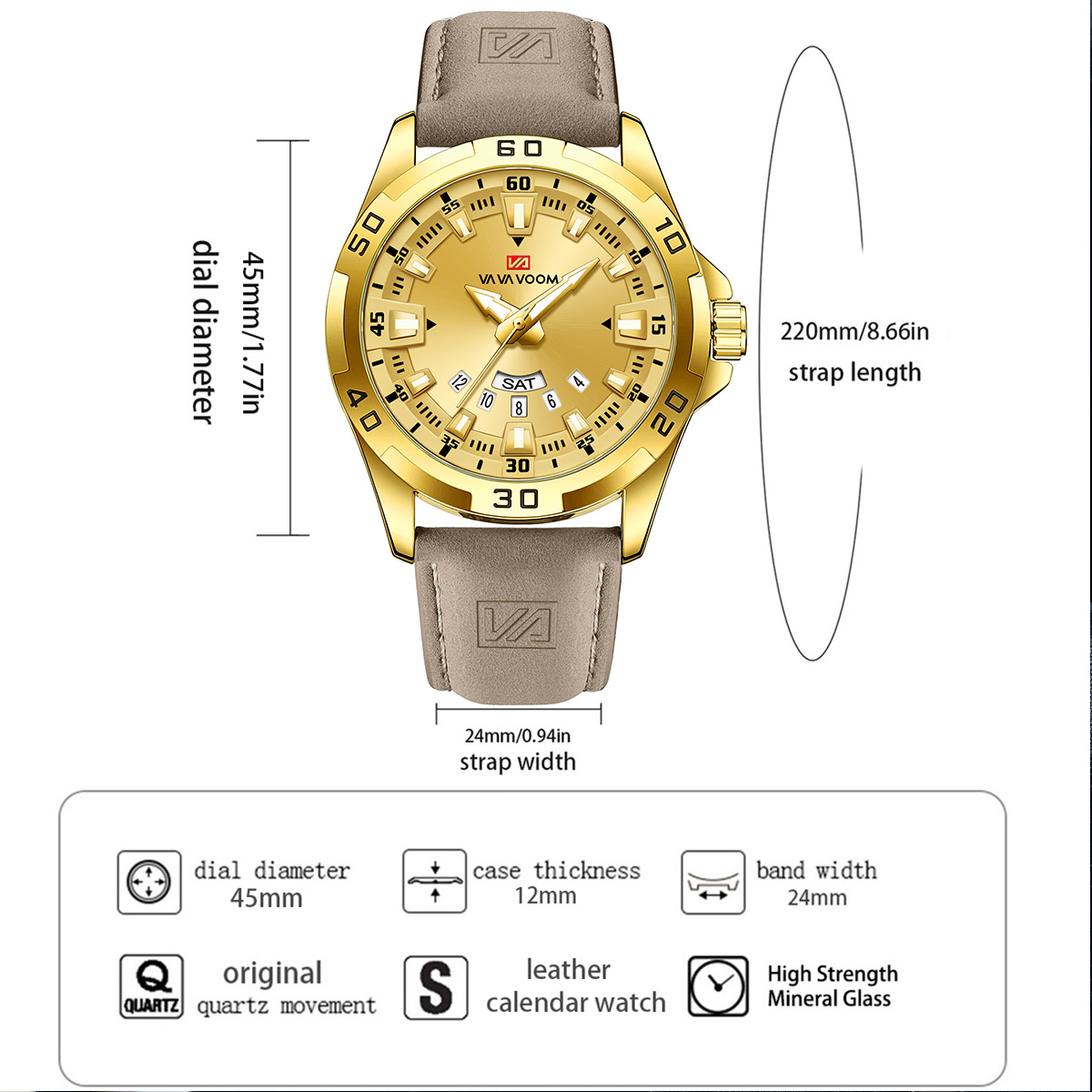 ساعة رجالية بحزام جلدي أسود، ط - مراجعة Leather Watch Band Men وسعره